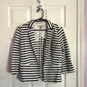 Banana Republic Black and White Striped Petite Blazer